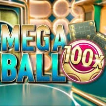 Official Live Dealer logo: Mega Ball 100x by Evolution at Kyngs Casino